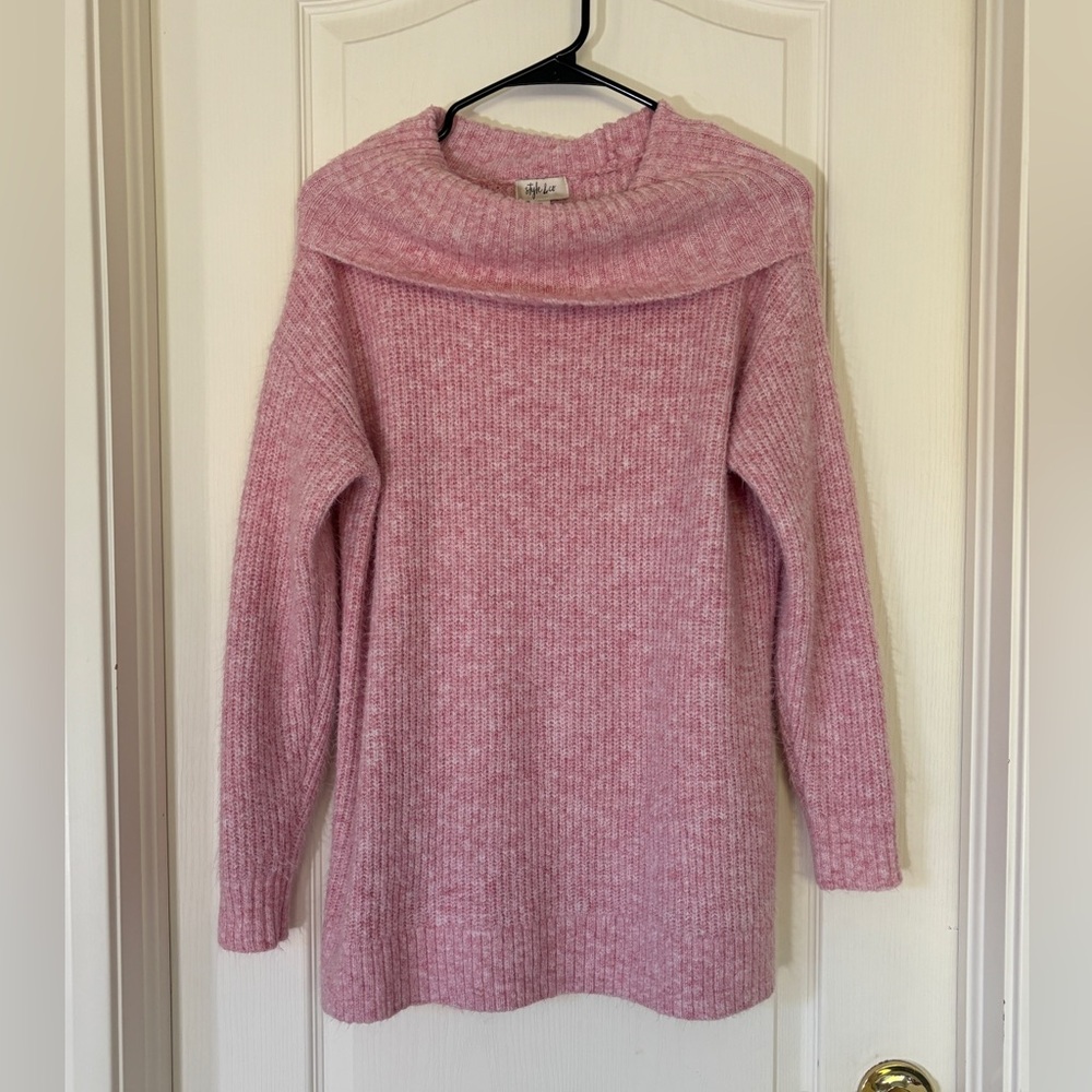Style & Co Pink Chenille Cowl Neck Sweater – Shrunk to Fit S/M